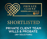 Modern Law Awards Private Client Team Wills & Probate Shortlisted