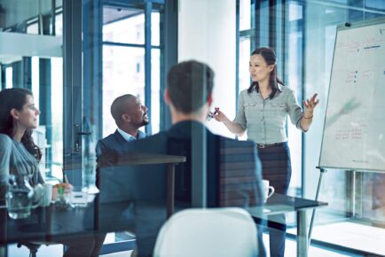 People having a team meeting in the office