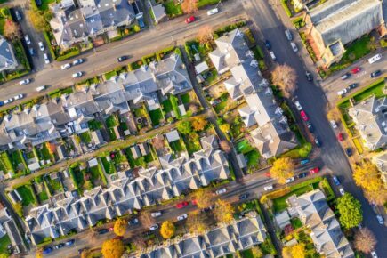 Overhead view of houses