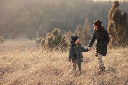 Mother and son on a country walk